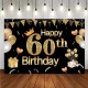 1.5x0.9M 2.1x1.5M 2.7x1.8M 60th Black Gold Photography Backdrop Birthday Party Photo Background Decoration