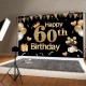 1.5x0.9M 2.1x1.5M 2.7x1.8M 60th Black Gold Photography Backdrop Birthday Party Photo Background Decoration