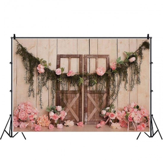 1.5x0.9m 2.1x1.5m 2.7x1.8m Flower Wooden Door Newborn Baby Party Photography Background Studio Photo Background Props