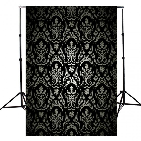 1.5x2.1m Photography Retro Damask Cloth Studio Props Background Vinyl Black