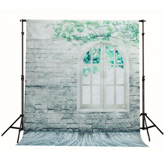 1.5x2m Brick Wall Window Floor Studio Silk Photography Backdrop Photo Background Studio Props