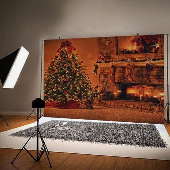 1x1.5m 1.5x2.2m 1.8x2.5m Christmas Tree Fireplace Socks Photography Backdrop Cloth for Photo Studio Backdrop Decoration Props