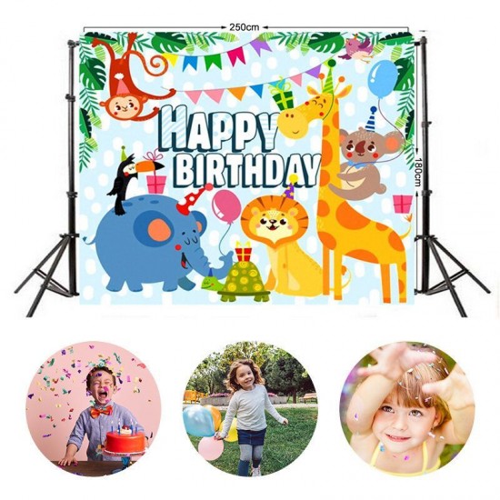 1x1.5m 1.5x2.2m 1.8x2.5m PVC Animal & Happy Birthday Photography Background Cloth Photo Backdrop