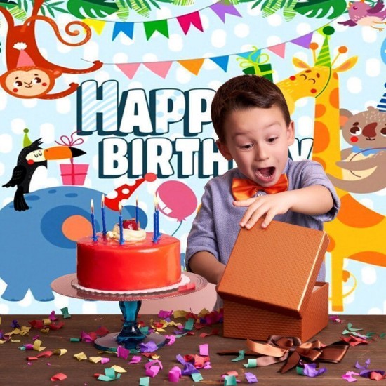 1x1.5m 1.5x2.2m 1.8x2.5m PVC Animal & Happy Birthday Photography Background Cloth Photo Backdrop