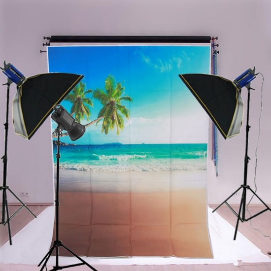 1x1.5m 3x5ft Coast Coconut Tree Vinyl Studio Photography Photo Backdrop Background