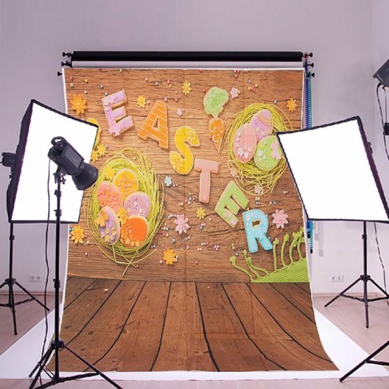 1x1.5m 3x5ft Easter Egg Wall Wooden Floor Vinyl Studio Photography Backdrop Background