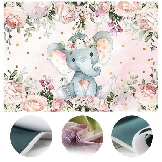 220x150cm 150x100C Girl Elephant Baby Shower Backdrop Vinyl Elephant Photography Background Photo Props