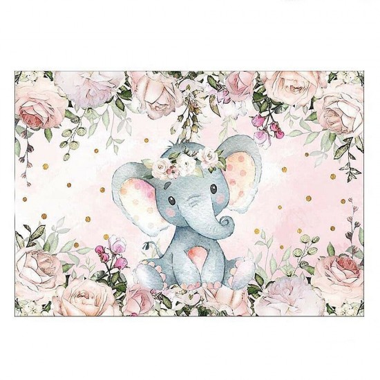 220x150cm 150x100C Girl Elephant Baby Shower Backdrop Vinyl Elephant Photography Background Photo Props