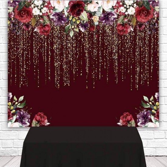 250*180CM Photo Backdrops Vinyl Burgundy Red Flowers Photography Background Soft Fabric for Newborn Home Party Decor