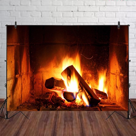 2x1FT 3x2FT Fireplace Fire Wood Photography Backdrop Background Studio Prop