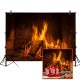 2x1ft 3x2ft E21008 Ethylene Propylene Hearth Flame Wood Block Decor Photography Backdrop Background Party Wallpaper