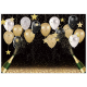 3 Sizes Happy Birthday Party Photography Prop Black Gold Balloon Photo Studio Backdrop