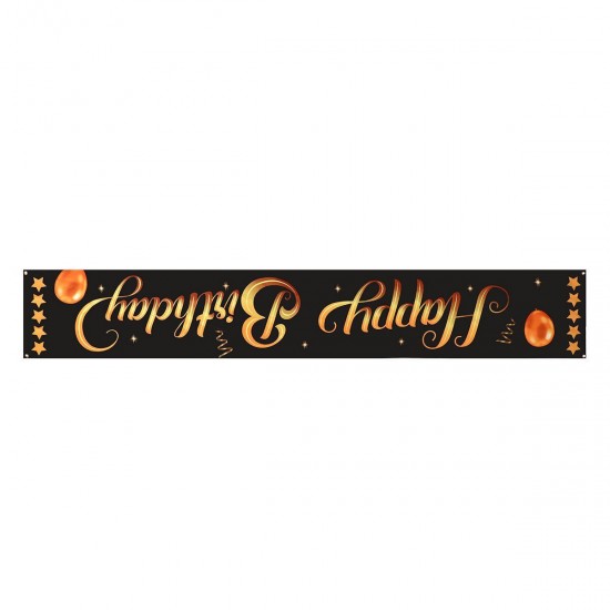 300x50cm Black 420D Oxford Cloth Happy Birthday Banner Party Decoration Photography Props