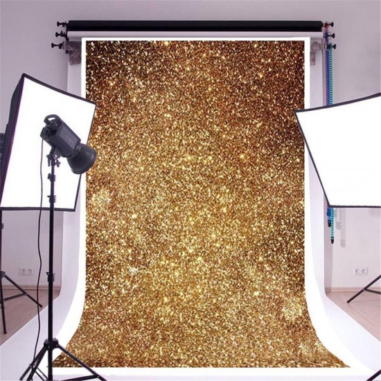 3X5ft Vinyl Golden Glitters Photography Background Backdrop Photo Studio Prop