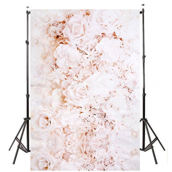 3x5FT 4x5FT Wall White Rose Flower Vinyl Photography Background Backdrop Photo Studio Prop