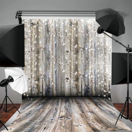 3x5FT 5x7FT 6x8FT Grey Wooden Wall Floor Snowfall Photography Backdrop Background Studio Prop - 0.9x1.5m