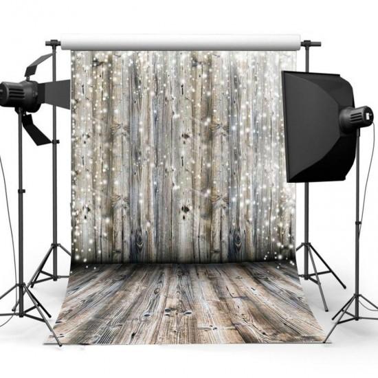 3x5FT 5x7FT 6x8FT Grey Wooden Wall Floor Snowfall Photography Backdrop Background Studio Prop - 0.9x1.5m