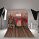 3x5FT 5x7FT 6x8FT Wooden Wall Floor Merry Christmas Tree Photography Backdrop Background Studio Prop