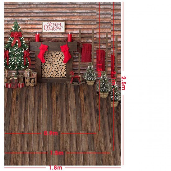 3x5FT 5x7FT 6x8FT Wooden Wall Floor Merry Christmas Tree Photography Backdrop Background Studio Prop 3x5FT 5x7FT 6x8FT Wooden Wall Floor Merry Christmas Tree Photography Backdrop Background Studio Prop