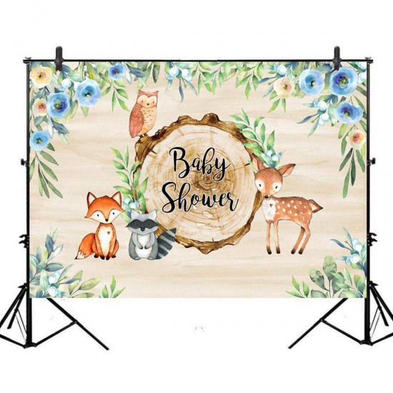 3x5FT 5x7FT Vinyl Baby Shower Deer Owl Photography Backdrop Background Studio Prop 3x5FT 5x7FT Vinyl Baby Shower Deer Owl Photography Backdrop Background Studio Prop