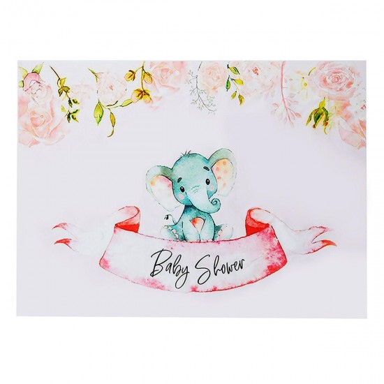 3x5FT 5x7FT Vinyl Baby Shower Elephant Pink Rose Photography Backdrop Background Studio Prop 3x5FT 5x7FT Vinyl Baby Shower Elephant Pink Rose Photography Backdrop Background Studio Prop