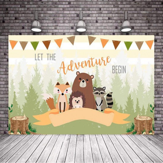 3x5FT 5x7FT Vinyl Let the Adventure Begin Bear Photography Backdrop Background Studio Prop