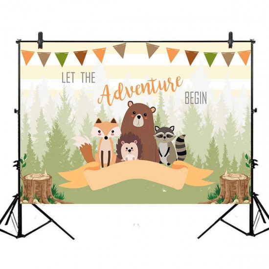 3x5FT 5x7FT Vinyl Let the Adventure Begin Bear Photography Backdrop Background Studio Prop