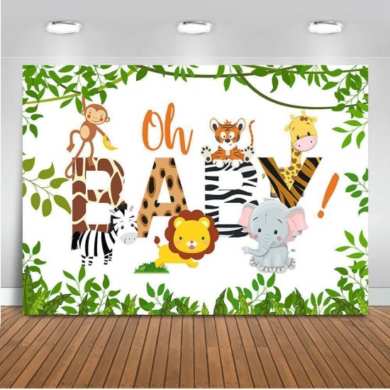 3x5FT 5x7FT Vinyl Oh Baby Elephant Monkey Giraffe Tiger Photography Backdrop Background Studio Prop 3x5FT 5x7FT Vinyl Oh Baby Elephant Monkey Giraffe Tiger Photography Backdrop Background Studio Prop