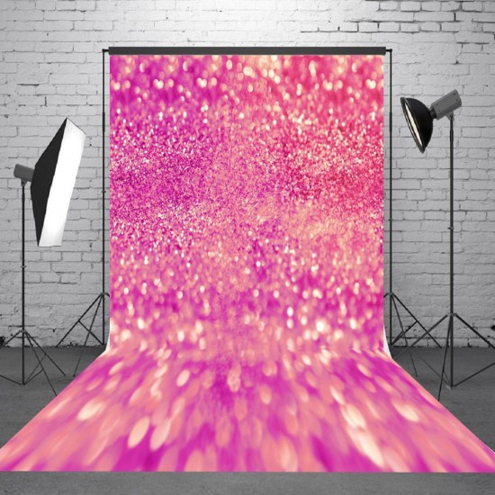 3x5FT 5x7FT Vinyl Pink Shining Glitters Photography Background Backdrop Studio Prop