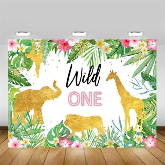 3x5FT 5x7FT Vinyl Wild One Bear Elephant Giraffe Photography Backdrop Background Studio Prop