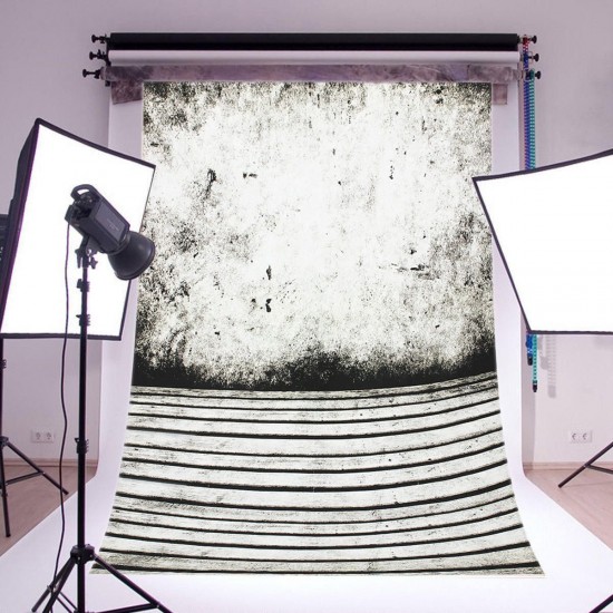 3x5FT Vinyl Black White Wall Floor Photography Backdrop Background Studio Prop