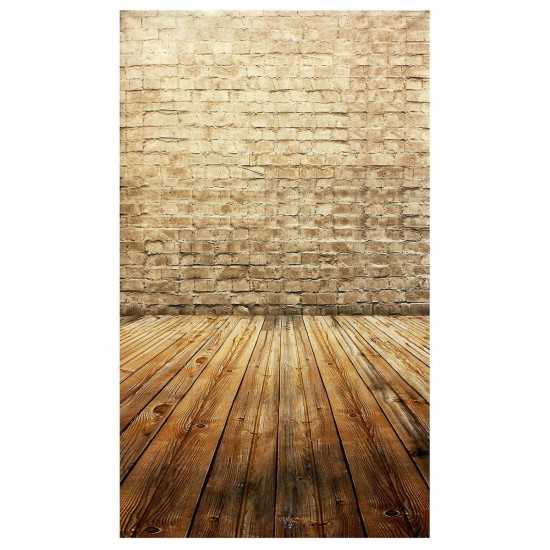 3x5FT Vinyl Brown Brick Wall Wood Floor Photography Backdrop Background Studio Prop