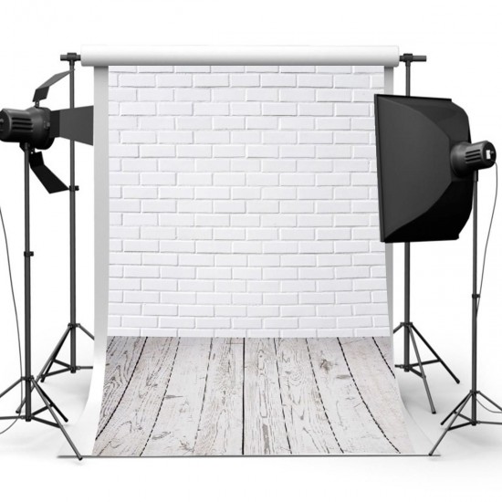 3x5FT White Brick Wall Floor Photography Backdrop Studio Prop Background