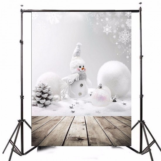 3x5ft Christmas Theme Christmas Snowman Wooden Photography Vinyl Background