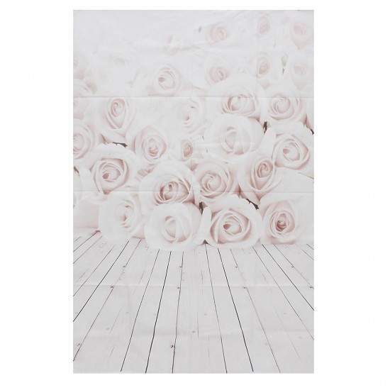 3x5ft Valentine's Day White Roses Love Vinyl Backgrounds Props Photography Backdrops