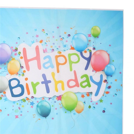 3x5ft Vinyl Happy Birthday Blue Wood Floor Studio Props Photography Background Backdrop