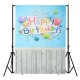 3x5ft Vinyl Happy Birthday Blue Wood Floor Studio Props Photography Background Backdrop