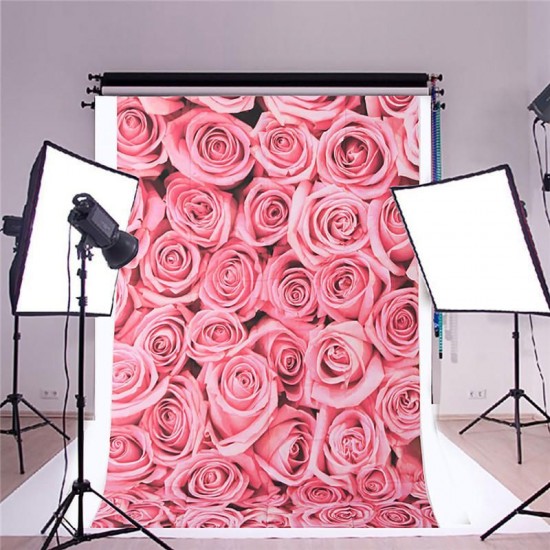 3x5ft Vinyl Lawn Pink Rose Flowers Floor Backdrop Photo Photography Background Studio Prop