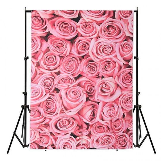 3x5ft Vinyl Lawn Pink Rose Flowers Floor Backdrop Photo Photography Background Studio Prop