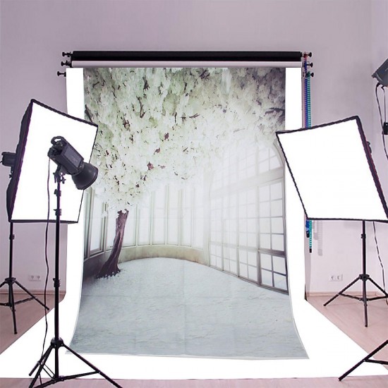 3x5ft Vinyl White Flower Tree Windows Photography Background Backdrops Photo Studio Prop