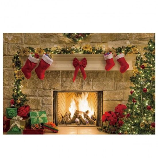 5x3FT 7x5FT 10x7FT Christmas Fireplace Red Socks Backdrop Photography Background Cloth Decoration Background Studio Prop 5x3FT 7x5FT 10x7FT Christmas Fireplace Red Socks Backdrop Photography Background Cloth Decoration Background Studio Prop