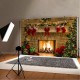 5x3FT 7x5FT 10x7FT Christmas Fireplace Red Socks Backdrop Photography Background Cloth Decoration Background Studio Prop