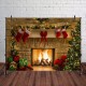 5x3FT 7x5FT 10x7FT Christmas Fireplace Red Socks Backdrop Photography Background Cloth Decoration Background Studio Prop
