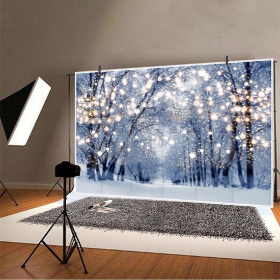 5x3FT 7x5FT 8x6FT Light Strip Winter Snow Forest Street Photography Backdrop Background Studio Prop
