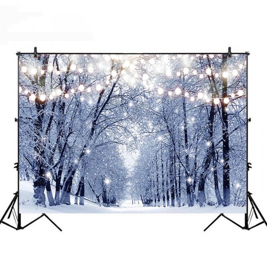 5x3FT 7x5FT 8x6FT Light Strip Winter Snow Forest Street Photography Backdrop Background Studio Prop