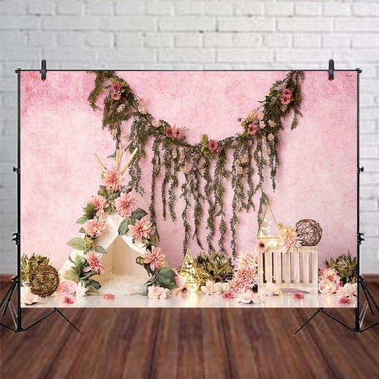 5x3FT 7x5FT 9x6FT Flower Decor Pink Wall Photography Backdrop Background Studio Prop