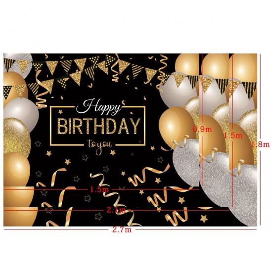 5x3FT 7x5FT 9x6FT Gold Balloons Happy Birthday Studio Photography Backdrops Background
