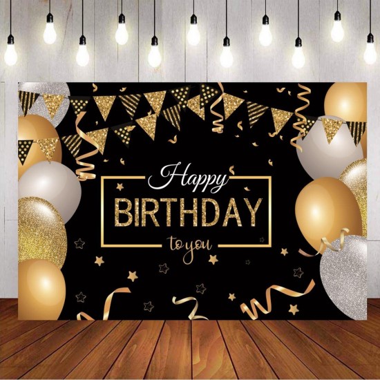 5x3FT 7x5FT 9x6FT Gold Balloons Happy Birthday Studio Photography Backdrops Background
