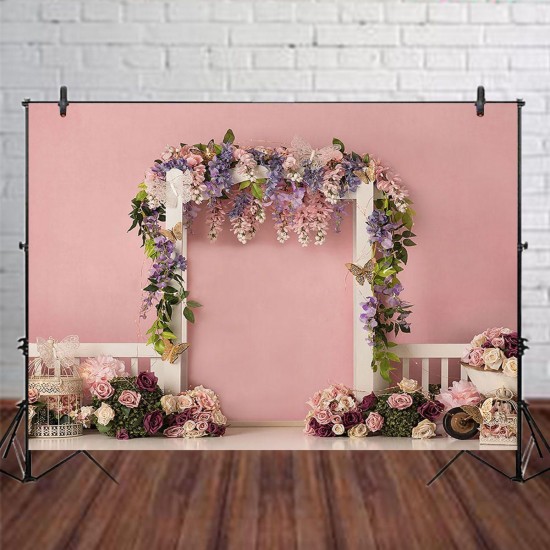 5x3FT 7x5FT 9x6FT Pink Wall Rose Flower Decor Photography Backdrop Background Studio Prop