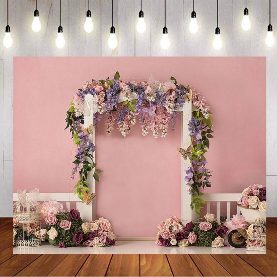 5x3FT 7x5FT 9x6FT Pink Wall Rose Flower Decor Photography Backdrop Background Studio Prop
